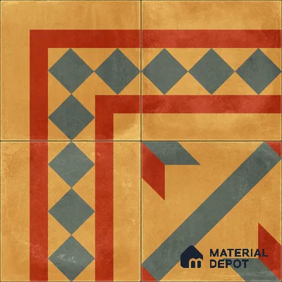 Moroccan Wall & Floor Corner 1 Carpet Tile TL 11194 Ochre Mosaic 1 ft x 1 ft Ceramic Matte Finish Tile - 10 mm | Suitable For Kitchen, Bathroom, Living Room