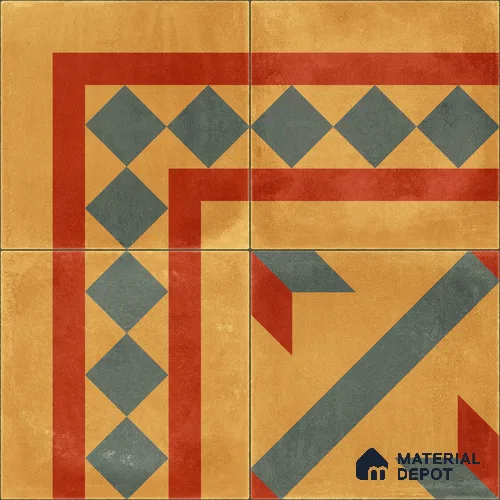 Moroccan Wall & Floor Corner 1 Carpet Tile TL 11194 Ochre Mosaic 1 ft x 1 ft Ceramic Matte Finish Tile - 10 mm | Suitable For Kitchen, Bathroom, Living Room