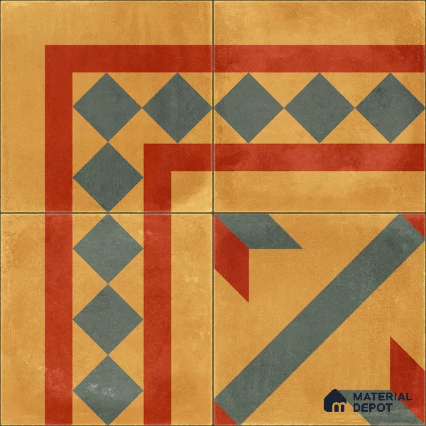 Moroccan Wall & Floor Corner 1 Carpet Tile TL 11194 Ochre Mosaic 1 ft x 1 ft Ceramic Matte Finish Tile - 10 mm | Suitable For Kitchen, Bathroom, Living Room