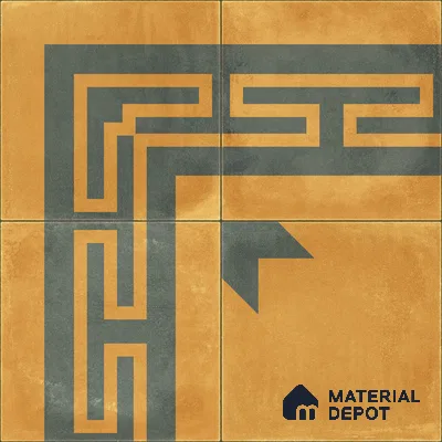 Moroccan Wall & Floor Corner 2 Carpet Tile TL 11195 Maze Mustard 1 ft x 1 ft Ceramic Matte Finish Tile - 10 mm | Suitable For Kitchen, Bathroom, Living Room