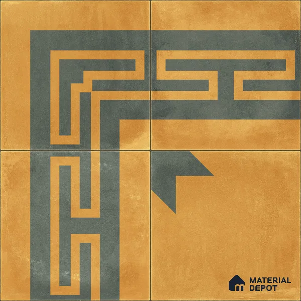 Moroccan Wall & Floor Corner 2 Carpet Tile TL 11195 Maze Mustard 1 ft x 1 ft Ceramic Matte Finish Tile - 10 mm | Suitable For Kitchen, Bathroom, Living Room