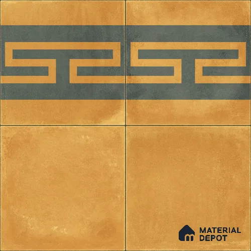 Moroccan Wall & Floor Border 4 Carpet Tile TL 11199 Maze Ochre 1 ft x 1 ft Ceramic Matte Finish Tile - 10 mm | Suitable For Kitchen, Bathroom, Living Room