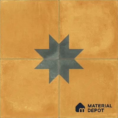 Moroccan Wall & Floor Center 3 Carpet Tile TL 11200 Mustard Star 1 ft x 1 ft Ceramic Matte Finish Tile - 10 mm | Suitable For Kitchen, Bathroom, Living Room