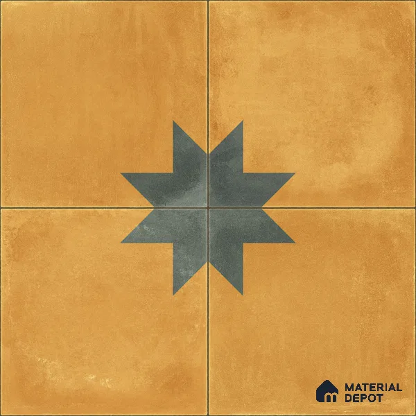 Moroccan Wall & Floor Center 3 Carpet Tile TL 11200 Mustard Star 1 ft x 1 ft Ceramic Matte Finish Tile - 10 mm | Suitable For Kitchen, Bathroom, Living Room