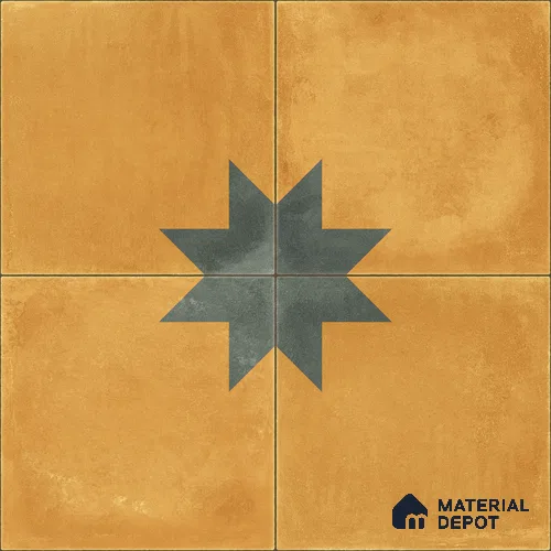 Moroccan Wall & Floor Center 3 Carpet Tile TL 11200 Mustard Star 1 ft x 1 ft Ceramic Matte Finish Tile - 10 mm | Suitable For Kitchen, Bathroom, Living Room