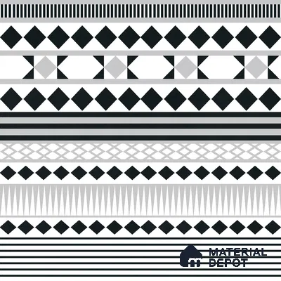 Moroccan Wall & Floor Carpet Border Tile TL 11143 Monochrome Rhythm 1 ft x 1 ft Ceramic Matte Finish Tile - 10 mm | Suitable For Living Room, Kitchen, Dining Area (Sample)