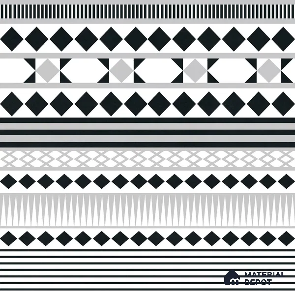 Moroccan Wall & Floor Carpet Border Tile TL 11143 Monochrome Rhythm 1 ft x 1 ft Ceramic Matte Finish Tile - 10 mm | Suitable For Living Room, Kitchen, Dining Area (Sample)