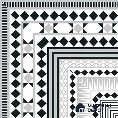 Moroccan Wall & Floor Carpet Corner Tile TL 11144 Monochrome Paragon 1 ft x 1 ft Ceramic Matte Finish Tile - 10 mm | Suitable For Living Room, Kitchen, Dining Area (Sample)