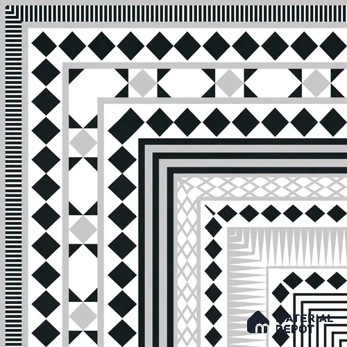 Moroccan Wall & Floor Carpet Corner Tile TL 11144 Monochrome Paragon 1 ft x 1 ft Ceramic Matte Finish Tile - 10 mm | Suitable For Living Room, Kitchen, Dining Area
