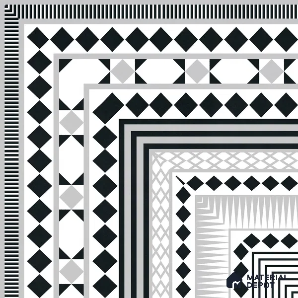Moroccan Wall & Floor Carpet Corner Tile TL 11144 Monochrome Paragon 1 ft x 1 ft Ceramic Matte Finish Tile - 10 mm | Suitable For Living Room, Kitchen, Dining Area (Sample)