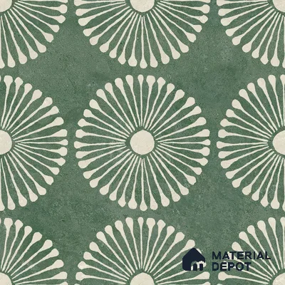 Moroccan Wall & Floor Highlighter 1 Tile TL 11188 Verdant Bloom 1 ft x 1 ft Ceramic Matte Finish Tile - 10 mm | Suitable For Kitchen, Bathroom, Balcony