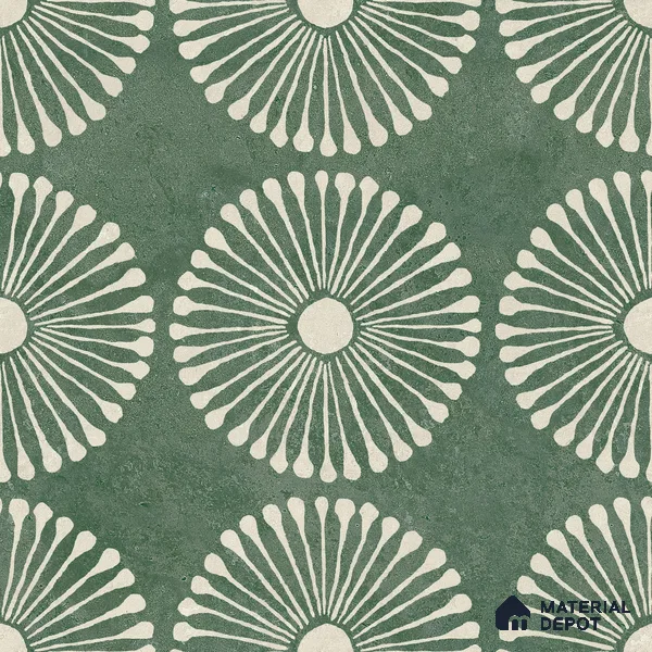 Moroccan Wall & Floor Highlighter 1 Tile TL 11188 Verdant Bloom 1 ft x 1 ft Ceramic Matte Finish Tile - 10 mm | Suitable For Kitchen, Bathroom, Balcony