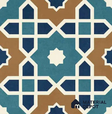 Moroccan Wall & Floor Tile TL 11103 Mosaic Azure 1 ft x 1 ft Ceramic Matte Finish Tile - 10 mm | Suitable For Kitchen, Bathroom, Balcony