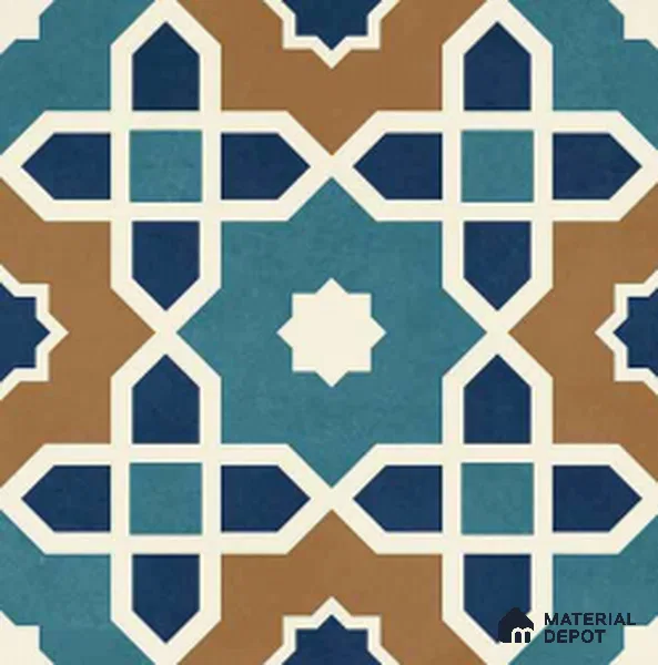 Moroccan Wall & Floor Tile TL 11103 Mosaic Azure 1 ft x 1 ft Ceramic Matte Finish Tile - 10 mm | Suitable For Kitchen, Bathroom, Balcony