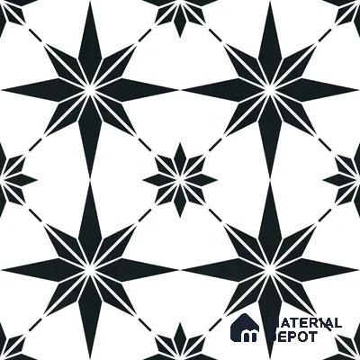 Moroccan Monochrome Wall & Floor Tile TL 11140 Stellar Noir 1 ft x 1 ft Ceramic Matte Finish Tile - 10 mm | Suitable For Kitchen, Bathroom, Balcony