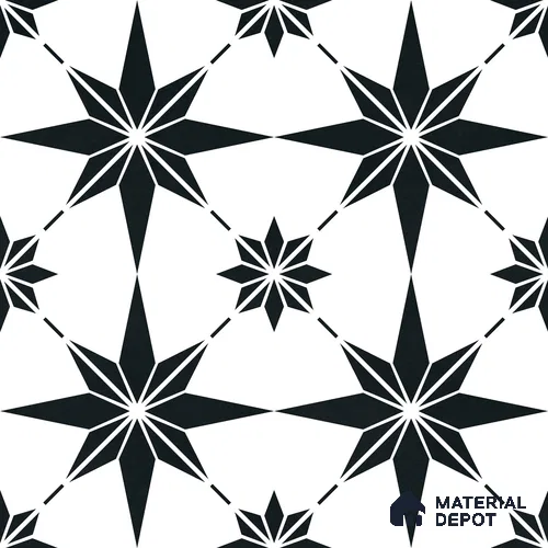 Moroccan Monochrome Wall & Floor Tile TL 11140 Stellar Noir 1 ft x 1 ft Ceramic Matte Finish Tile - 10 mm | Suitable For Kitchen, Bathroom, Balcony