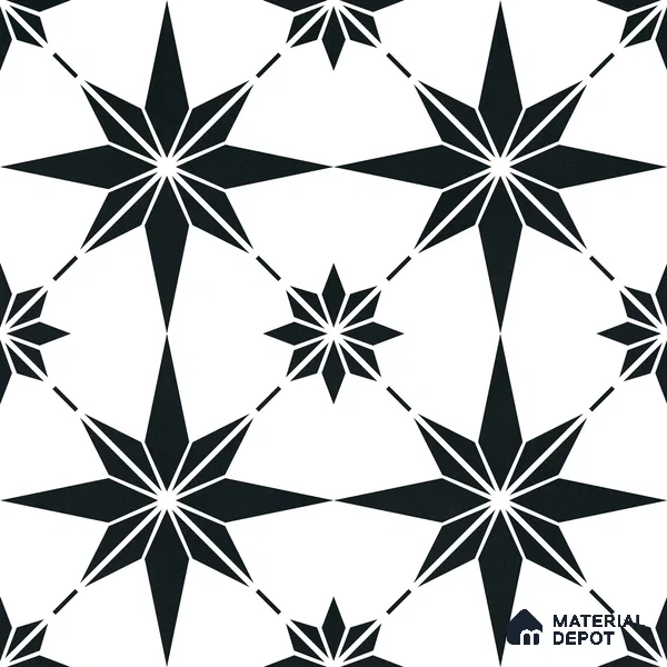 Moroccan Monochrome Wall & Floor Tile TL 11140 Stellar Noir 1 ft x 1 ft Ceramic Matte Finish Tile - 10 mm | Suitable For Kitchen, Bathroom, Balcony