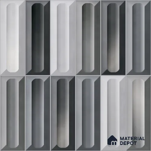 Faux Subway Wall Tile TL 11296 Graphite Capsule 1 ft x 1 ft Ceramic Glossy Finish Tile - 10 mm | Suitable For Bathroom, Dining Area, Kitchen Backsplash