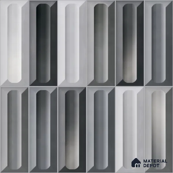 Faux Subway Wall Tile TL 11296 Graphite Capsule 1 ft x 1 ft Ceramic Glossy Finish Tile - 10 mm | Suitable For Bathroom, Dining Area, Kitchen Backsplash