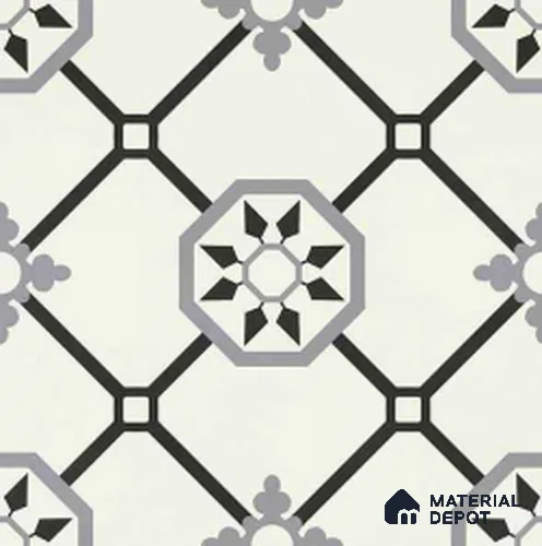 Moroccan Wall & Floor Tile TL 11120 Octave Lattice 1 ft x 1 ft Ceramic Matte Finish Tile - 10 mm | Suitable For Kitchen, Bathroom, Balcony