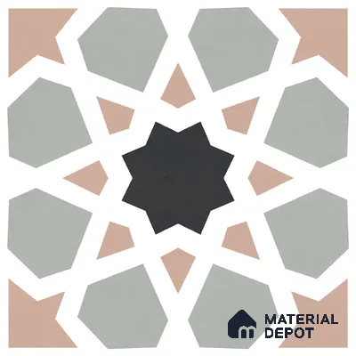 Moroccan Wall & Floor Carpet Center Tile TL 11164 Mosaic Starfall 1 ft x 1 ft Ceramic Matte Finish Tile - 10 mm | Suitable For Kitchen, Bathroom, Balcony