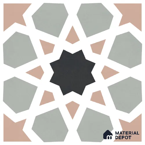 Moroccan Wall & Floor Carpet Center Tile TL 11164 Mosaic Starfall 1 ft x 1 ft Ceramic Matte Finish Tile - 10 mm | Suitable For Kitchen, Bathroom, Balcony