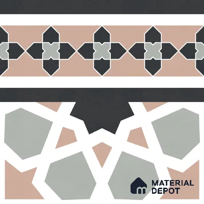 Moroccan Wall & Floor Carpet Border Tile TL 11165 Mosaic Tapestry 1 ft x 1 ft Ceramic Matte Finish Tile - 10 mm | Suitable For Kitchen, Bathroom, Balcony