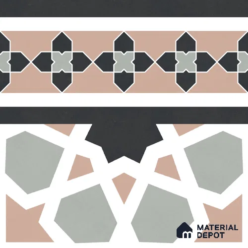 Moroccan Wall & Floor Carpet Border Tile TL 11165 Mosaic Tapestry 1 ft x 1 ft Ceramic Matte Finish Tile - 10 mm | Suitable For Kitchen, Bathroom, Balcony