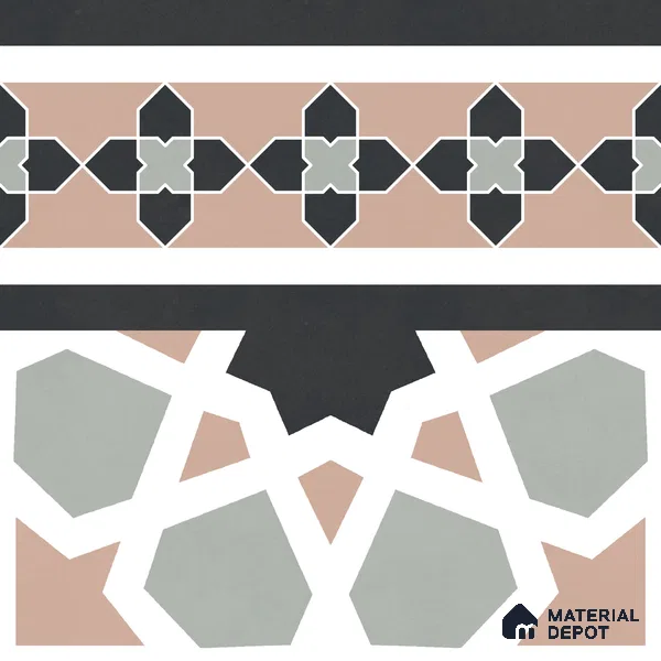 Moroccan Wall & Floor Carpet Border Tile TL 11165 Mosaic Tapestry 1 ft x 1 ft Ceramic Matte Finish Tile - 10 mm | Suitable For Kitchen, Bathroom, Balcony