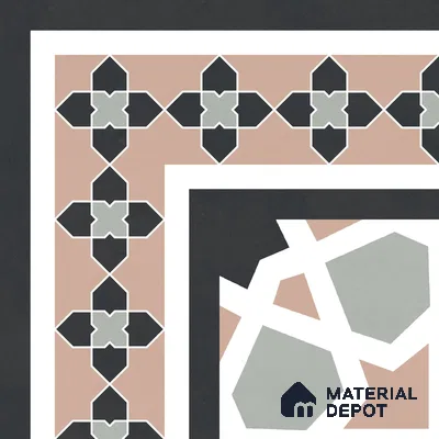 Moroccan Wall & Floor Carpet Corner Tile TL 11166 Rosette Mosaic 1 ft x 1 ft Ceramic Matte Finish Tile - 10 mm | Suitable For Kitchen, Bathroom, Balcony