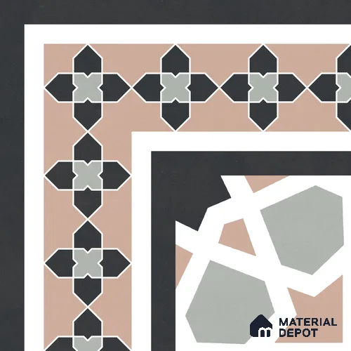 Moroccan Wall & Floor Carpet Corner Tile TL 11166 Rosette Mosaic 1 ft x 1 ft Ceramic Matte Finish Tile - 10 mm | Suitable For Kitchen, Bathroom, Balcony
