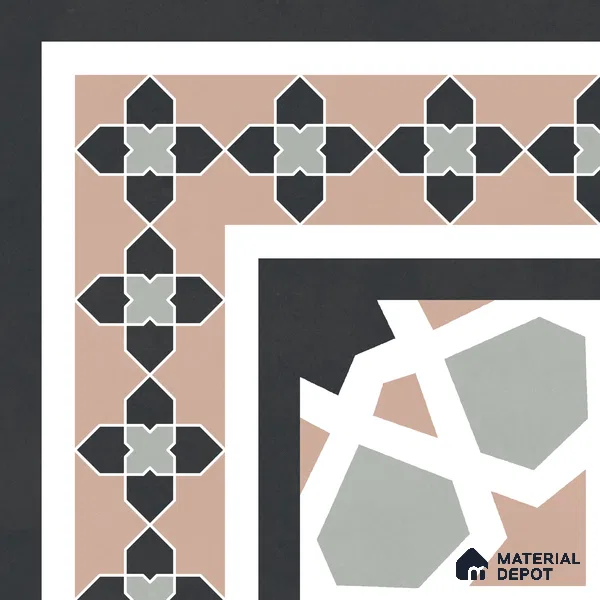 Moroccan Wall & Floor Carpet Corner Tile TL 11166 Rosette Mosaic 1 ft x 1 ft Ceramic Matte Finish Tile - 10 mm | Suitable For Kitchen, Bathroom, Balcony