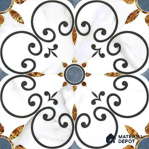 Moroccan Carving Wall & Floor Tile TL 11666 Baroque Fleur 1 ft x 1 ft Ceramic Carving Matte Finish Tile - 10 mm | Suitable For Bathroom, Dining Area, Kitchen