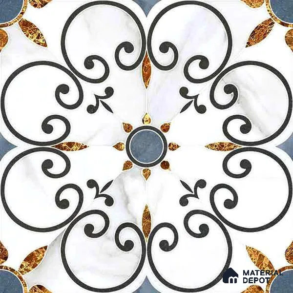 Moroccan Carving Wall & Floor Tile TL 11666 Baroque Fleur 1 ft x 1 ft Ceramic Carving Matte Finish Tile - 10 mm | Suitable For Bathroom, Dining Area, Kitchen