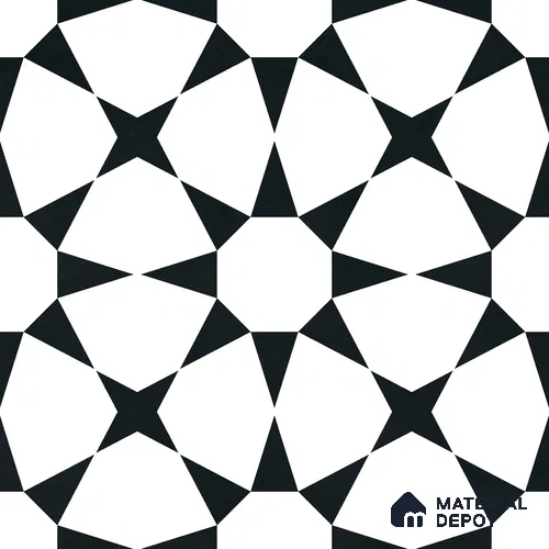 Moroccan Monochrome Wall & Floor Tile TL 11134 Nova Star 1 ft x 1 ft Ceramic Matte Finish Tile - 10 mm | Suitable For Kitchen, Bathroom, Balcony
