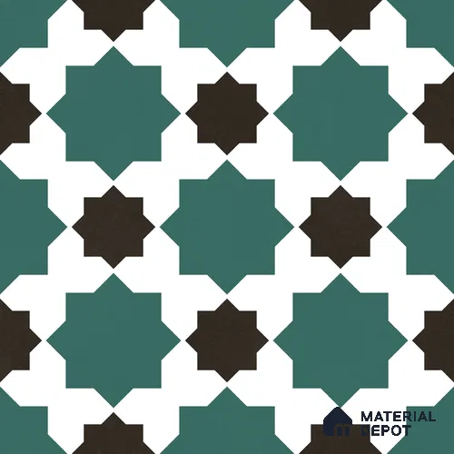 Moroccan Wall & Floor Tile TL 11109 Emerald Star Mosaic 1 ft x 1 ft Ceramic Matte Finish Tile - 10 mm | Suitable For Kitchen, Bathroom, Balcony