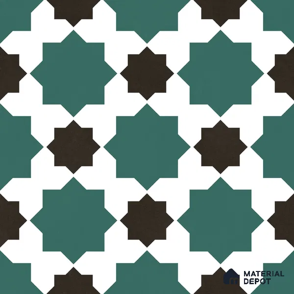 Moroccan Wall & Floor Tile TL 11109 Emerald Star Mosaic 1 ft x 1 ft Ceramic Matte Finish Tile - 10 mm | Suitable For Kitchen, Bathroom, Balcony
