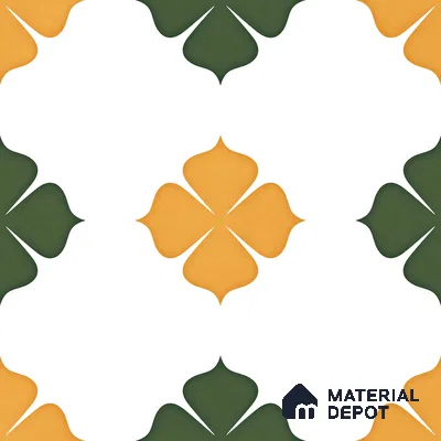 Moroccan Wall & Floor Tile TL 11127 Clover Marigold 1 ft x 1 ft Ceramic Matte Finish Tile - 10 mm | Suitable For Kitchen, Bathroom, Balcony