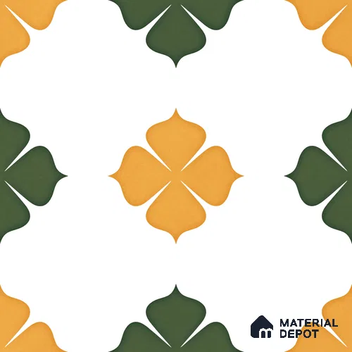 Moroccan Wall & Floor Tile TL 11127 Clover Marigold 1 ft x 1 ft Ceramic Matte Finish Tile - 10 mm | Suitable For Kitchen, Bathroom, Balcony