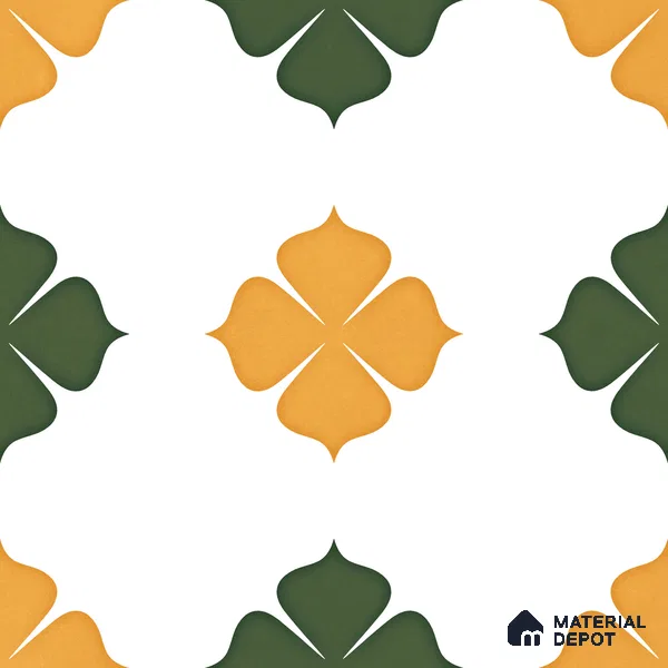 Moroccan Wall & Floor Tile TL 11127 Clover Marigold 1 ft x 1 ft Ceramic Matte Finish Tile - 10 mm | Suitable For Kitchen, Bathroom, Balcony