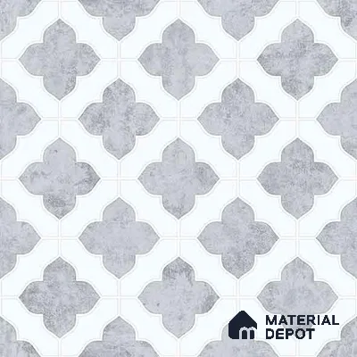 Moroccan Carving Wall & Floor Tile TL 11674 Silver Arabesque 1 ft x 1 ft Ceramic Carving Matte Finish Tile - 10 mm | Suitable For Bathroom, Dining Area, Kitchen