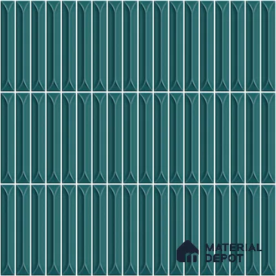 Faux Kitkat Subway Wall Tile TL 11312 Teal Arrowline 1 ft x 1 ft Ceramic Glossy Finish Tile - 10 mm | Suitable For Bathroom, Dining Area, Kitchen Backsplash