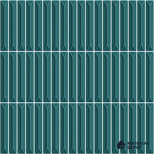 Faux Kitkat Subway Wall Tile TL 11312 Teal Arrowline 1 ft x 1 ft Ceramic Glossy Finish Tile - 10 mm | Suitable For Bathroom, Dining Area, Kitchen Backsplash