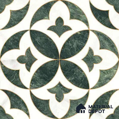 Moroccan Carving Wall & Floor Tile TL 11677 Verde Royale 1 ft x 1 ft Ceramic Carving Matte Finish Tile - 10 mm | Suitable For Bathroom, Dining Area, Kitchen