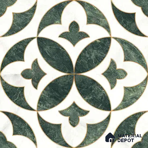 Moroccan Carving Wall & Floor Tile TL 11677 Verde Royale 1 ft x 1 ft Ceramic Carving Matte Finish Tile - 10 mm | Suitable For Bathroom, Dining Area, Kitchen