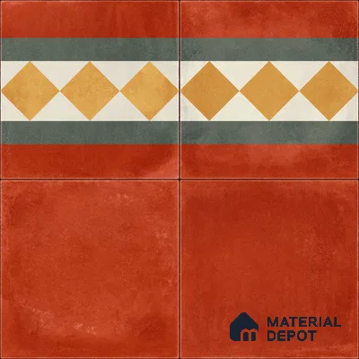 Moroccan Wall & Floor Border 3 Carpet Tile TL 11206 Russet Diamond 1 ft x 1 ft Ceramic Matte Finish Tile - 10 mm | Suitable For Kitchen, Bathroom, Living Room
