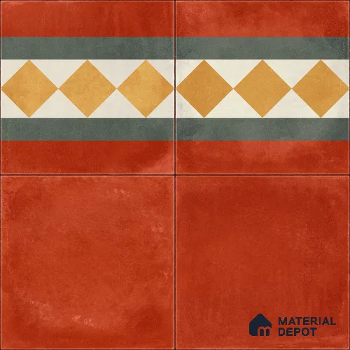 Moroccan Wall & Floor Border 3 Carpet Tile TL 11206 Russet Diamond 1 ft x 1 ft Ceramic Matte Finish Tile - 10 mm | Suitable For Kitchen, Dining Area, Living Room