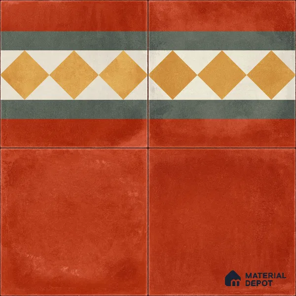Moroccan Wall & Floor Border 3 Carpet Tile TL 11206 Russet Diamond 1 ft x 1 ft Ceramic Matte Finish Tile - 10 mm | Suitable For Kitchen, Bathroom, Living Room
