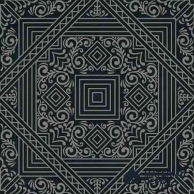 Moroccan Wall & Floor Carpet Center Tile TL 11173 Noir Tapestry 1 ft x 1 ft Ceramic Matte Finish Tile - 10 mm | Suitable For Kitchen, Bathroom, Dining Area