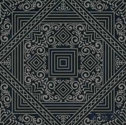Moroccan Wall & Floor Carpet Center Tile TL 11173 Noir Tapestry 1 ft x 1 ft Ceramic Matte Finish Tile - 10 mm | Suitable For Kitchen, Bathroom, Dining Area
